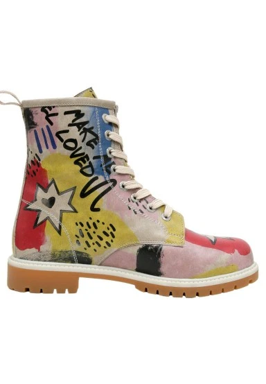 Women Vegan Leather Multicolor Long Boots - The Creation of the Collage Design - 