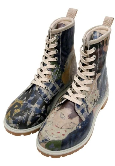 Women Vegan Leather Multicolor Long Boots - Les Peintres Design - 