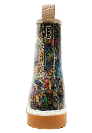 Women Vegan Leather Multicolor Long Boots - Mosaical Design - 