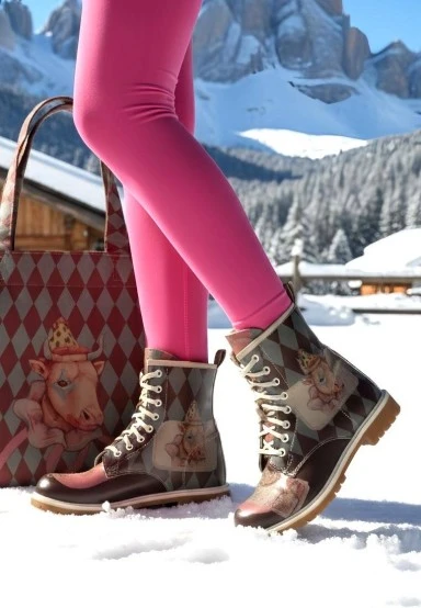 Women Vegan Leather Multicolor Long Boots - Abbie Design - 