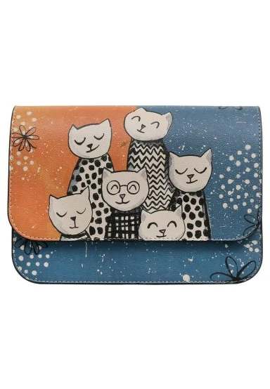 Women Vegan Leather Multicolor Purse - Family Portrait Design - 