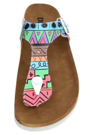 Women Vegan Leather Multicolor Slippers - Colors of Patterns Design - 