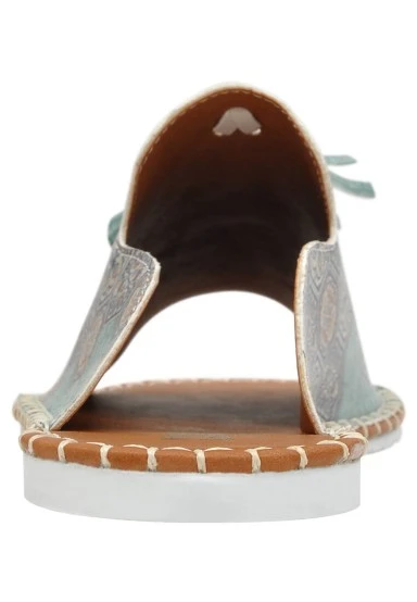 Women Vegan Leather Multicolor Slippers - Ethnic Faience Design - 