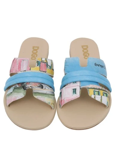 Women Vegan Leather Multicolor Slippers - Burano Island Design - 