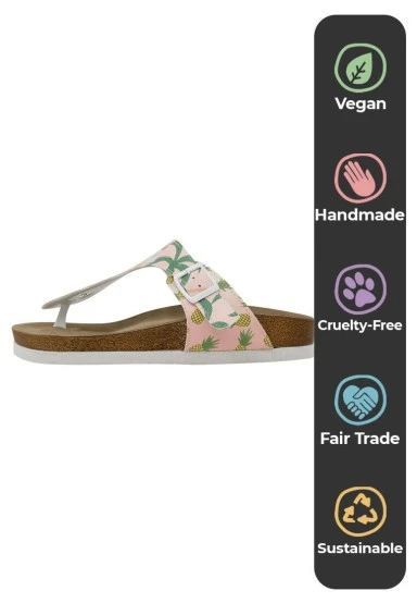 Women Vegan Leather Multicolor Slippers - Queen of the Beach Design - 