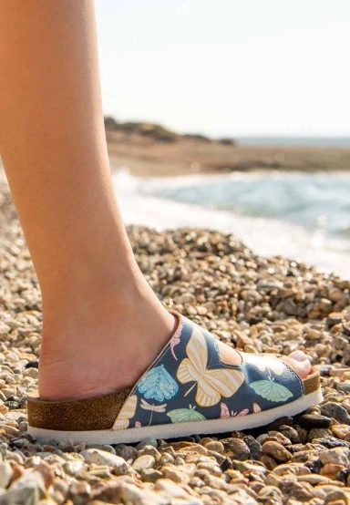 Women Vegan Leather Multicolor Slippers - Wings in My Soul Design - 