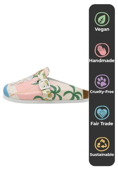 Women Vegan Leather Multicolor Slippers - Queen of the Beach Design - 
