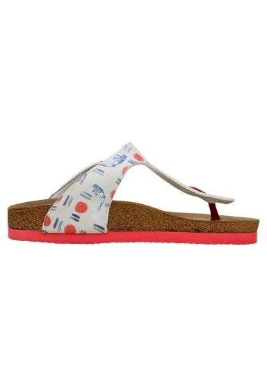 Women Vegan Leather Multicolor Slippers - Red Fish Blue Fish Design - 
