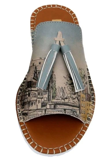Women Vegan Leather Multicolor Slippers - Take a Walk Design - 