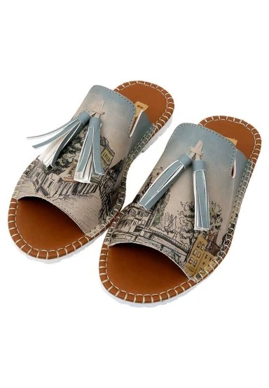 Women Vegan Leather Multicolor Slippers - Take a Walk Design - 