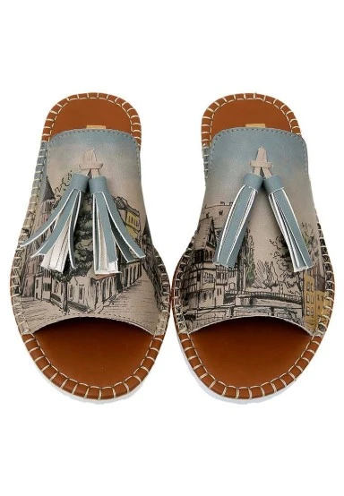 Women Vegan Leather Multicolor Slippers - Take a Walk Design - 