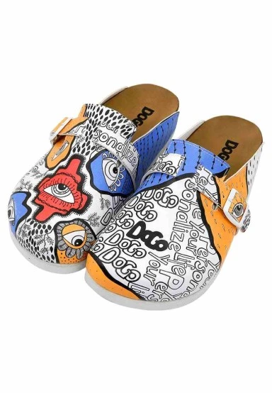 Women Vegan Leather Multicolor Slippers - Center View Design - 