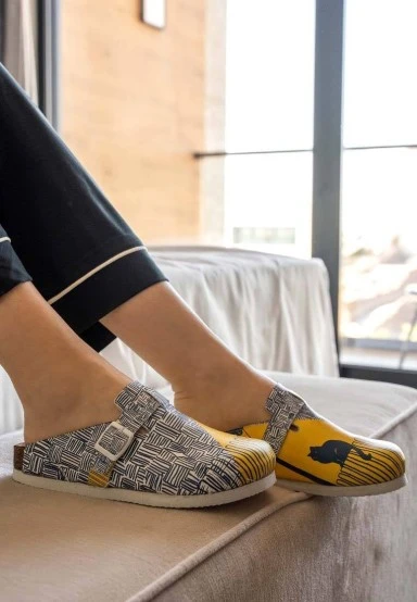 Women Vegan Leather Multicolor Slippers - Florasancat Design - 