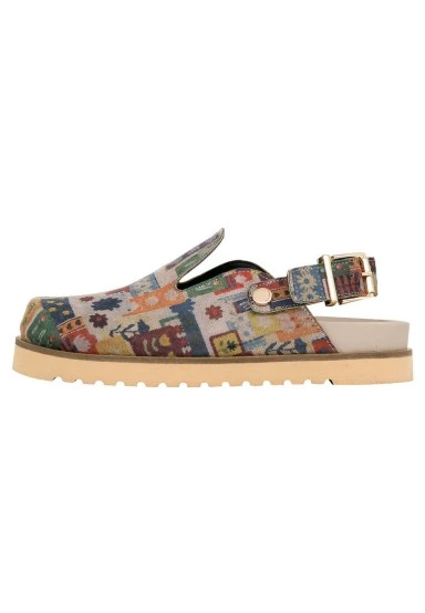 Women Vegan Leather Multicolor Slippers - Anatolian Patterns Design - 