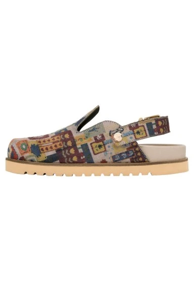 Women Vegan Leather Multicolor Slippers - Anatolian Patterns Design - 