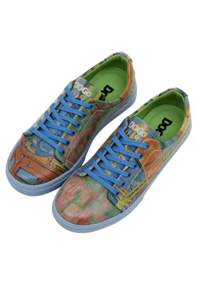 Women Vegan Leather Multicolor Sneakers - Vincent van Gogh The Bedroom Muse Design - 