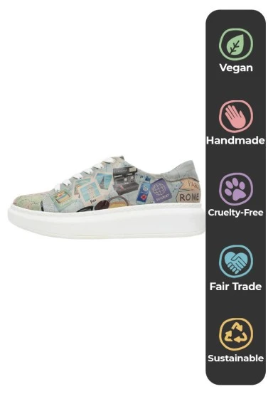 Women Vegan Leather Multicolor Sneakers - Ready to Travel Design - 