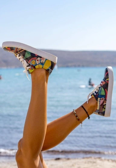 Women Vegan Leather Multicolor Sneakers - Want Some Color? Design - 