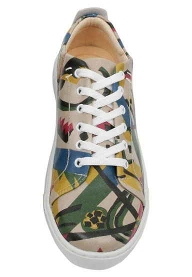 Women Vegan Leather Multicolor Sneakers - Beauty in Chaos Design - 