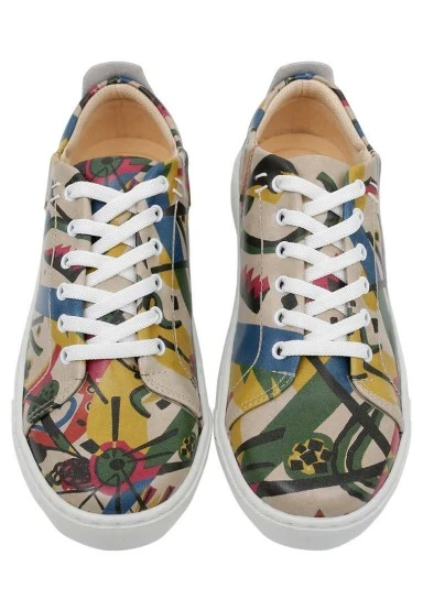 Women Vegan Leather Multicolor Sneakers - Beauty in Chaos Design - 