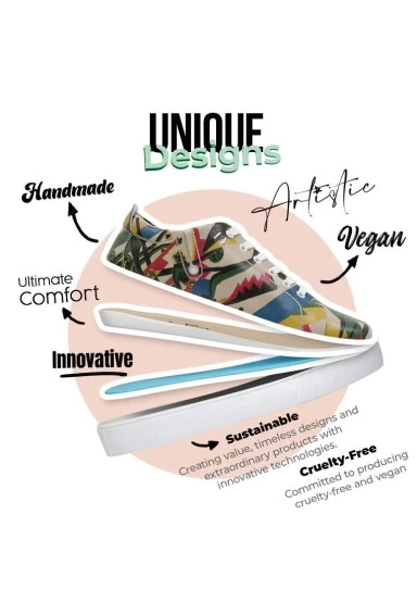 Women Vegan Leather Multicolor Sneakers - Beauty in Chaos Design - 