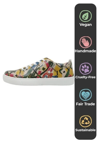 Women Vegan Leather Multicolor Sneakers - Beauty in Chaos Design - 