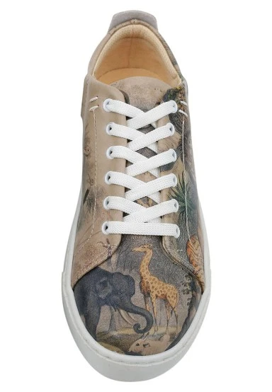 Women Vegan Leather Multicolor Sneakers - Jungle Serenity Design - 
