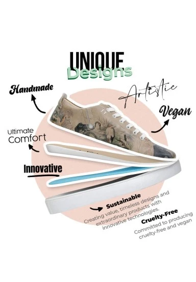Women Vegan Leather Multicolor Sneakers - Jungle Serenity Design - 