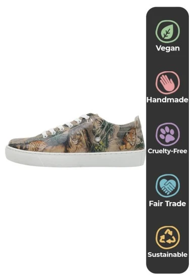 Women Vegan Leather Multicolor Sneakers - Jungle Serenity Design - 