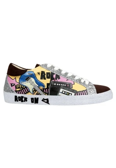 Women Vegan Leather Multicolor Sneakers - Rock On Design - 