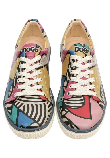 Women Vegan Leather Multicolor Sneakers - Painting in Harmony Design - 