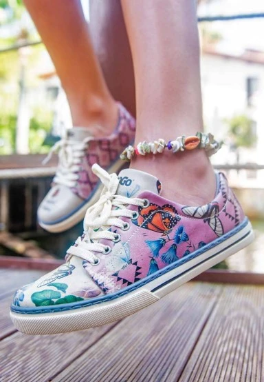 Women Vegan Leather Multicolor Sneakers - Thankful for Today Design - 