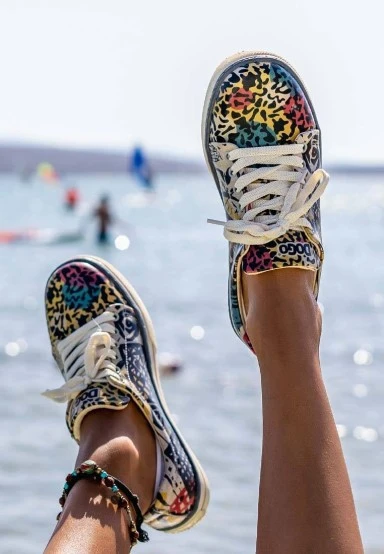 Women Vegan Leather Multicolor Sneakers - Eternal Swirl Design - 