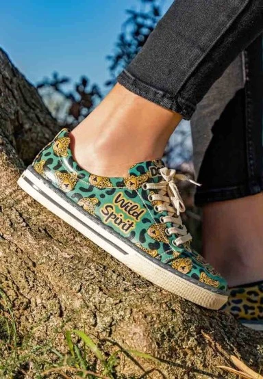 Women Vegan Leather Multicolor Sneakers - Wild Spirit Design - 