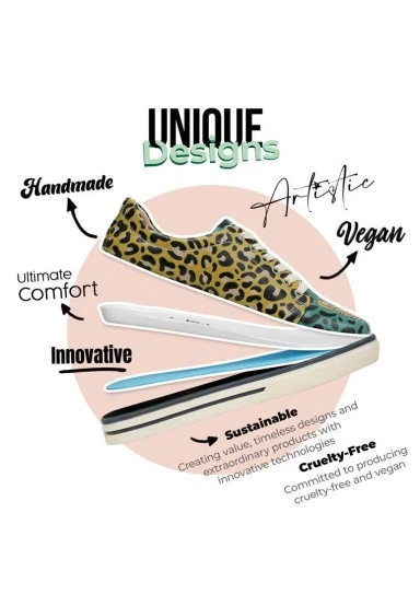Women Vegan Leather Multicolor Sneakers - Wild Spirit Design - 