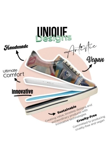 Women Vegan Leather Multicolor Sneakers - You Are Never Alone Design - 
