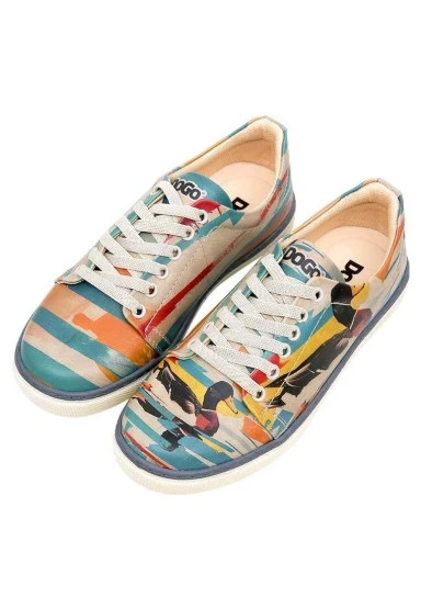 Women Vegan Leather Multicolor Sneakers - Goose Bumps Design - 