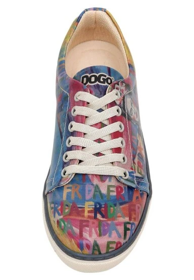 Women Vegan Leather Multicolor Sneakers - Frida-Kahlo-in-Letters Design - 