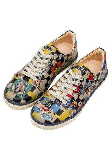 Women Vegan Leather Multicolor Sneakers - Warner Bros You-re-Despicable Design - 