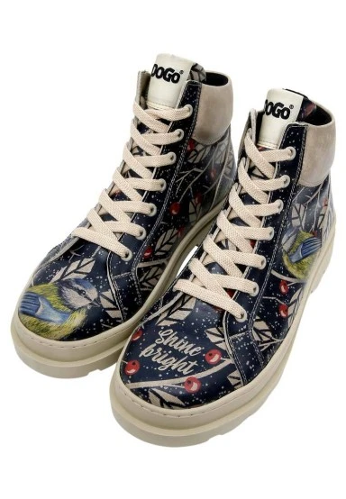 Women Vegan Leather Navy Ankle Boots - Shine Bright Design - 