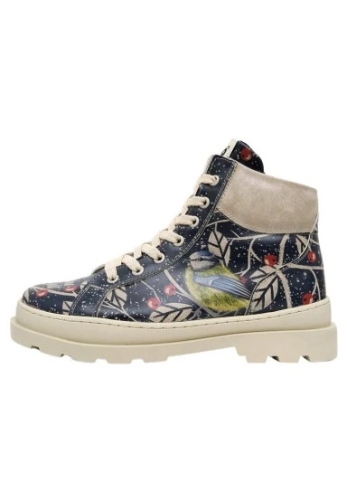 Women Vegan Leather Navy Ankle Boots - Shine Bright Design - 
