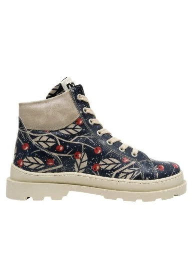 Women Vegan Leather Navy Ankle Boots - Shine Bright Design - 