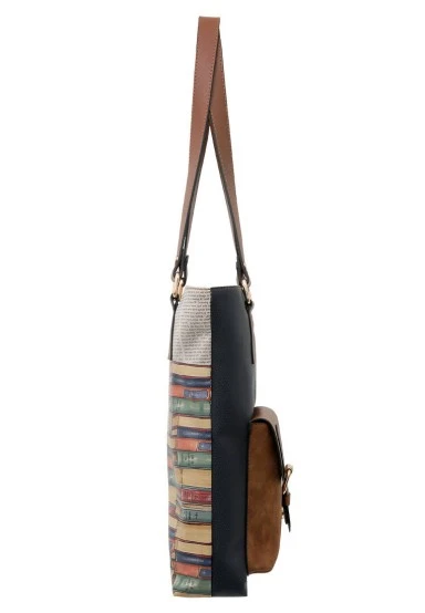 Women Vegan Leather Navy Shoulder Bag - The Wise Owl Design - 