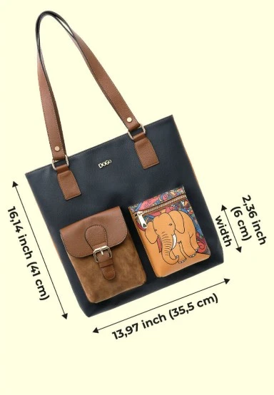 Women Vegan Leather Navy Shoulder Bag - India Design - 