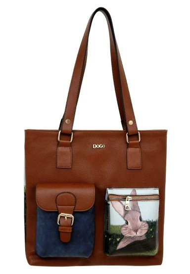 Women Vegan Leather Navy Shoulder Bag - Going on an Adventure Design - 
