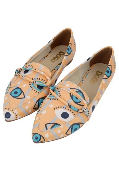 Women Vegan Leather Orange Flat Shoes - See You Design - 