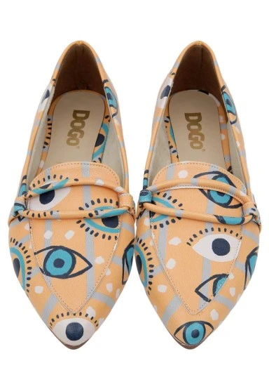 Women Vegan Leather Orange Flat Shoes - See You Design - 