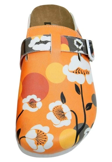 Women Vegan Leather Orange Slippers - Retrograde Design - 