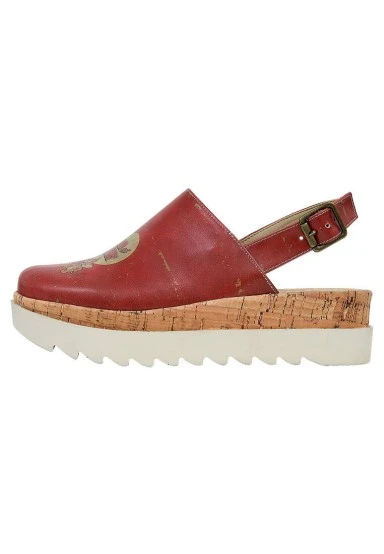 Women Vegan Leather Orange Kalın Taban Sandalet - Warner Bros Tom ve Jerry Design - 