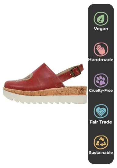 Women Vegan Leather Orange Kalın Taban Sandalet - Warner Bros Tom ve Jerry Design - 